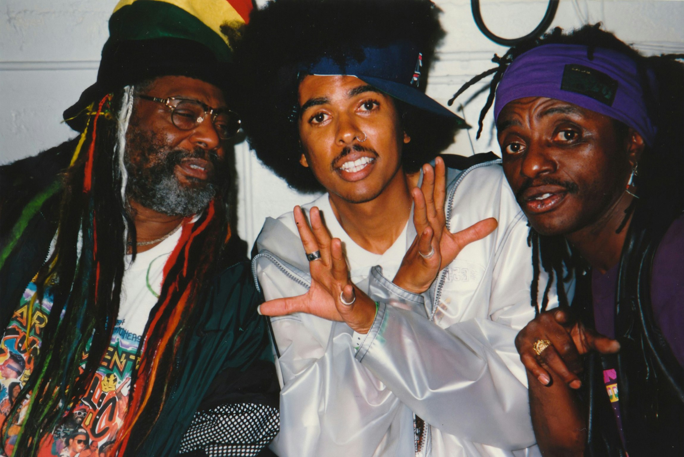 Shock G (middle) with P-Funk leader George Clinton and vocalist/songwriter Gary "Mudbone" Cooper. Photo by and courtesy of Marcy Guiragossian.